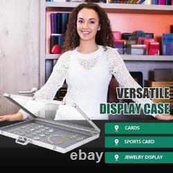 2 Pcs Card Show Display Case Trade Show Display Case Sport Aluminum Glass Tab