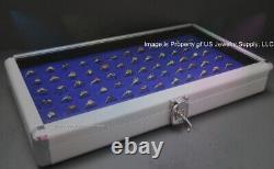 2 Wholesale Locking Aluminum Blue 72 Ring Display Portable Storage Boxes Cases