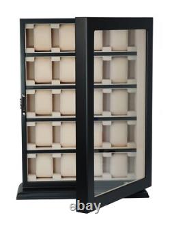 20 Piece Black Wood Watch Display Wall Hanging Case Organizer