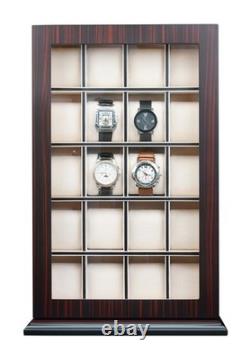20 Slot Ebony Wood Watch Display Hanging Storage Box Stand for Oversized Watches