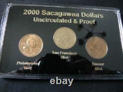 2000-2004 Sacagawea Dollars Set in Sealed Cases in Display Box- P&D Unc. S-Proof