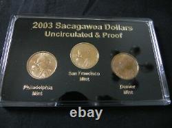 2000-2004 Sacagawea Dollars Set in Sealed Cases in Display Box- P&D Unc. S-Proof