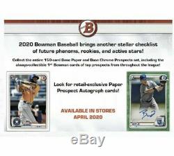 2020 Bowman Baseball Sealed Retail Display Box Case (12 box/24packs) PRESALE