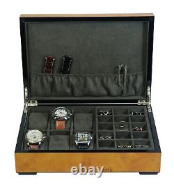 21 Slots Wrist Wooden Watch Box Display Case Organizer Jewelry Storage Holder