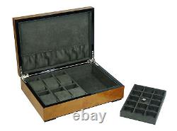 21 Slots Wrist Wooden Watch Box Display Case Organizer Jewelry Storage Holder