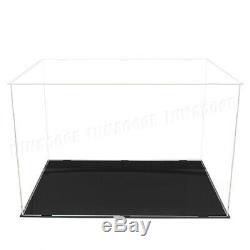 22 56cm Large Acrylic Display Case Perspex Box Plastic Black Base Dustproof UV
