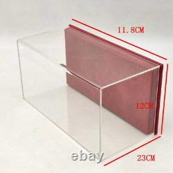 23cm Acrylic case display box transparent Dustproof storage car models red suede