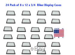 24 Pack of 8 x 12 x 3/4 Riker Display Cases Boxes for Collectibles Jewelry