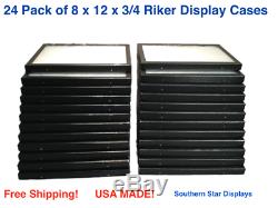 24 Pack of 8 x 12 x 3/4 Riker Display Cases Boxes for Collectibles Jewelry