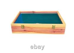 24 x 18 x 5 Extra Thick Cedar Wood Display Case with Glass Top & Green Velvet