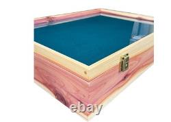 24 x 18 x 5 Extra Thick Cedar Wood Display Case with Glass Top & Green Velvet