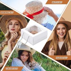 25 Large White Hat Boxes with Window Stylish Storage & Display Cases