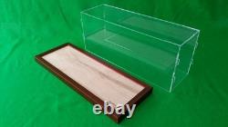 25L x 8.5W x 10H Table Top Acrylic Display Case with Walnut Wooden frame Base