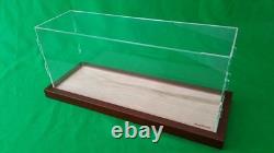 25L x 8.5W x 10H Table Top Acrylic Display Case with Walnut Wooden frame Base