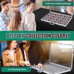 2PK Aluminum Display Case for Cards Jewelry Sports Collectibles withLock and Glass