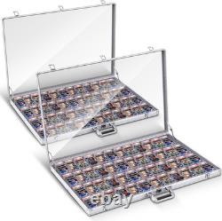 2PK Aluminum Display Case for Cards Jewelry Sports Collectibles withLock and Glass