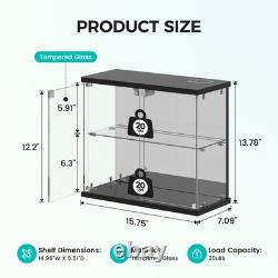 2pcs LED Glass Display Case for Collectibles, Display Box with Human Sensor, Black