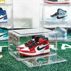 2x 4x 8x Magnetic Drop Side Shoe Box Storage Containers Sneaker Display Cases