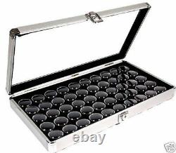 3 Aluminum Display Cases Boxes 50 Jar Black Organizer Gems Body Jewelry Nuggets