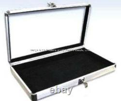 3 Aluminum Display Cases Boxes 50 Jar Black Organizer Gems Body Jewelry Nuggets