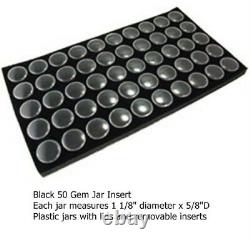 3 Aluminum Display Cases Boxes 50 Jar Black Organizer Gems Body Jewelry Nuggets