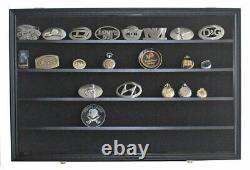 3 Belt Buckle Display Case Wall Shadow Box Cabinet, UV Protection Door, Lock