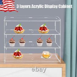 3 Layers Acrylic Pastry Donut Display Case Self Serve Cake Dessert Display Box