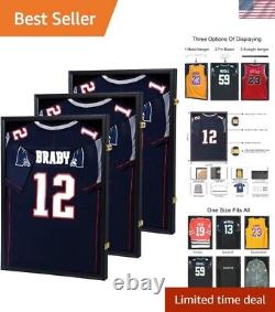 3-Pack Jersey Display Cases Large Shadow Box with UV Protection & Gold Locks