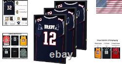 3-Pack Jersey Display Cases Large Shadow Box with UV Protection & Gold Locks