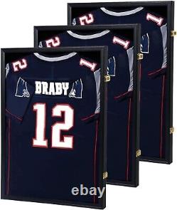 3-Pack Jersey Display Cases Large Shadow Box with UV Protection & Gold Locks