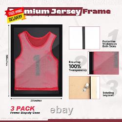 3 Pcs Jersey Display Case 30 X 20 Inch Shadow Box for Jersey Large Jersey Frame