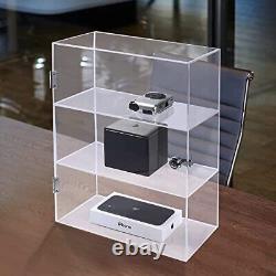 3 Shelf Acrylic Display Case with Lock Clear Lockable Showcase for