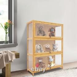 3 Tiers Display Cabinet Toys Display Shelf Case Large Capacity Storage Cabinet