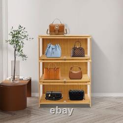 3 Tiers Display Cabinet Toys Display Shelf Case Large Capacity Storage Cabinet