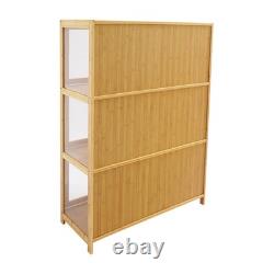 3 Tiers Display Cabinet Toys Display Shelf Case Large Capacity Storage Cabinet