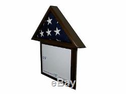 3 X 5 Black Walnut And Frame Flag Display Case Capital USA American Military Box