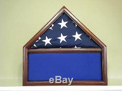 3 X 5 Mahogany Memorabilia & Flag Display Case USA Military Shadow Box Eagle Sct