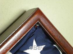3 X 5 Mahogany Memorabilia & Flag Display Case USA Military Shadow Box Eagle Sct