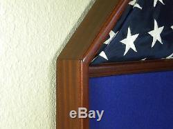 3 X 5 Mahogany Memorabilia & Flag Display Case USA Military Shadow Box Eagle Sct