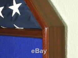 3 X 5 Mahogany Memorabilia & Flag Display Case USA Military Shadow Box Eagle Sct