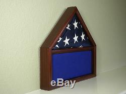 3 X 5 Mahogany Memorabilia & Flag Display Case USA Military Shadow Box Eagle Sct