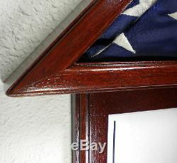 3 X 5 Mahogany With Frame Flag Display Case Capital American USA Military Box
