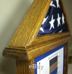3 X 5 Oak Document And Flag Display Case Frame Capital American USA Military Box