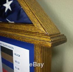 3 X 5 Oak Document And Flag Display Case Frame Capital American USA Military Box