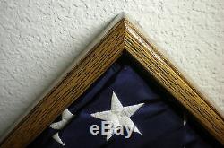 3 X 5 Oak Document And Flag Display Case Frame Capital American USA Military Box