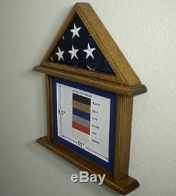 3 X 5 Oak Document And Flag Display Case Frame Capital American USA Military Box