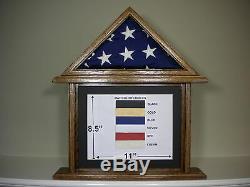 3 X 5 Oak Document And Flag Display Case Frame Capital American USA Military Box