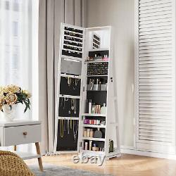 3-in-1 White Jewelry Organizer Cabinet Lockable Armoire withMirror Storage Shelves