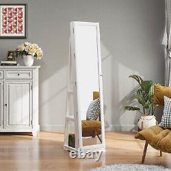 3-in-1 White Jewelry Organizer Cabinet Lockable Armoire withMirror Storage Shelves