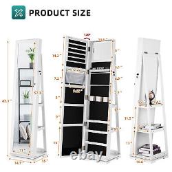 3-in-1 White Jewelry Organizer Cabinet Lockable Armoire withMirror Storage Shelves